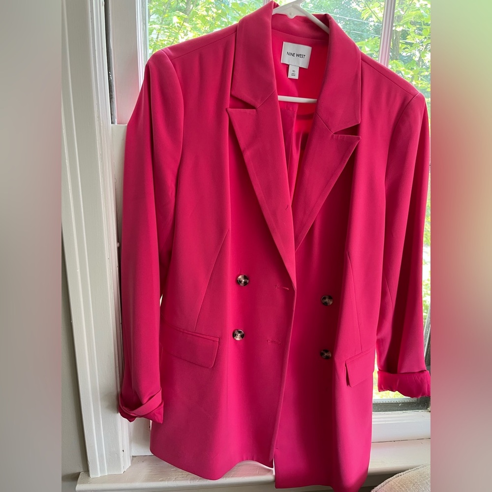 Nine West Women's Fuchsia Double-Breasted Blazer